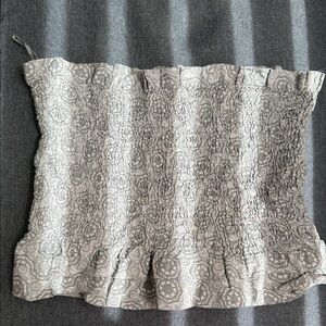 Aqua Smocked Strapless Crop Top in Light Gray and Cream